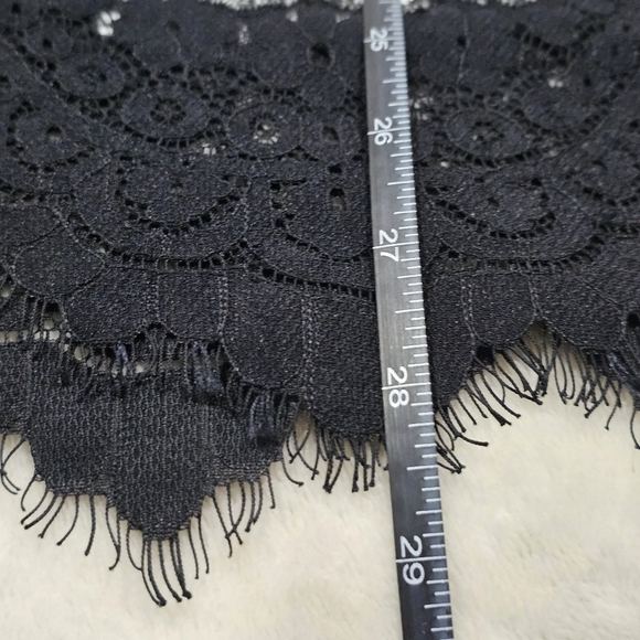 White House Black Market ✦ Dotted Elegance Midi Skirt ✦ Black Lace Eyelash Hem S - Picture 10 of 12